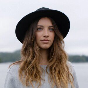 Tentree Recycled Wool Wide Brim Felt Hat NWT Meteorite Black Small